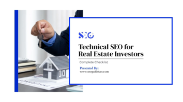 Hand holding house keys over a model house with text on technical SEO for real estate investors checklist.